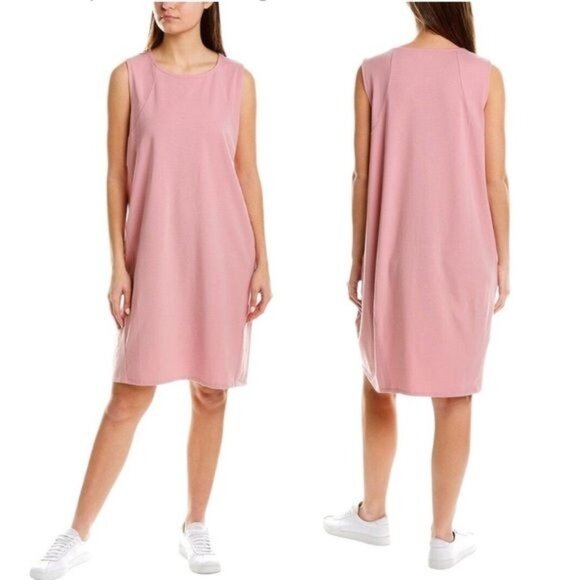 EILEEN FISHER Lantern Organic Cotton Sleeveless Shift Dress In Pink Size XXS - Picture 1 of 12